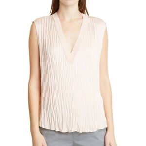 Vince Pleated Sleeveless Blouse in Blush